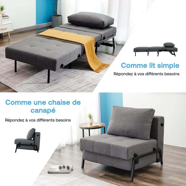 Canapé lit Vonanda, Chaise convertible, Lit d’invité multifonctionnel – Image 4