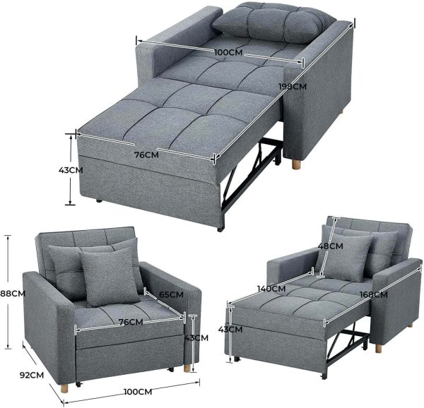 Chaise Convertible Lit 3-en-1 Multi-Fonctions – Image 5