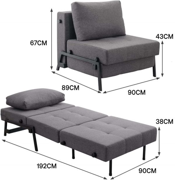 Canapé lit Vonanda, Chaise convertible, Lit d’invité multifonctionnel – Image 8